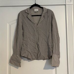 Reformation Black and White Checkered Blouse